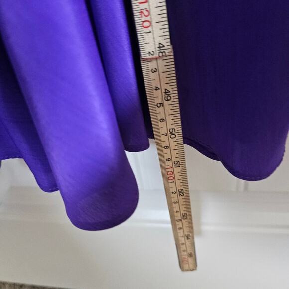 Vintage Drop Waist Dress Women 4X Purple 80s Glam Rock Silky Party Evening Retro - Picture 7 of 10